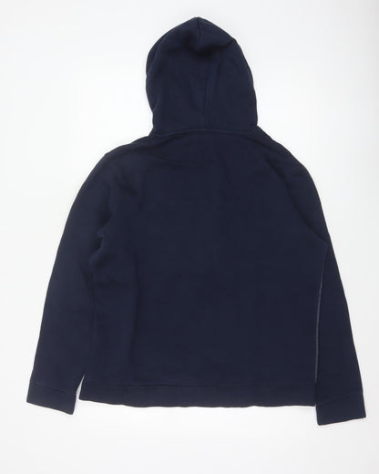 Jack & Jones Men Navy Grey L Pullover Hoodie Logo Graphic