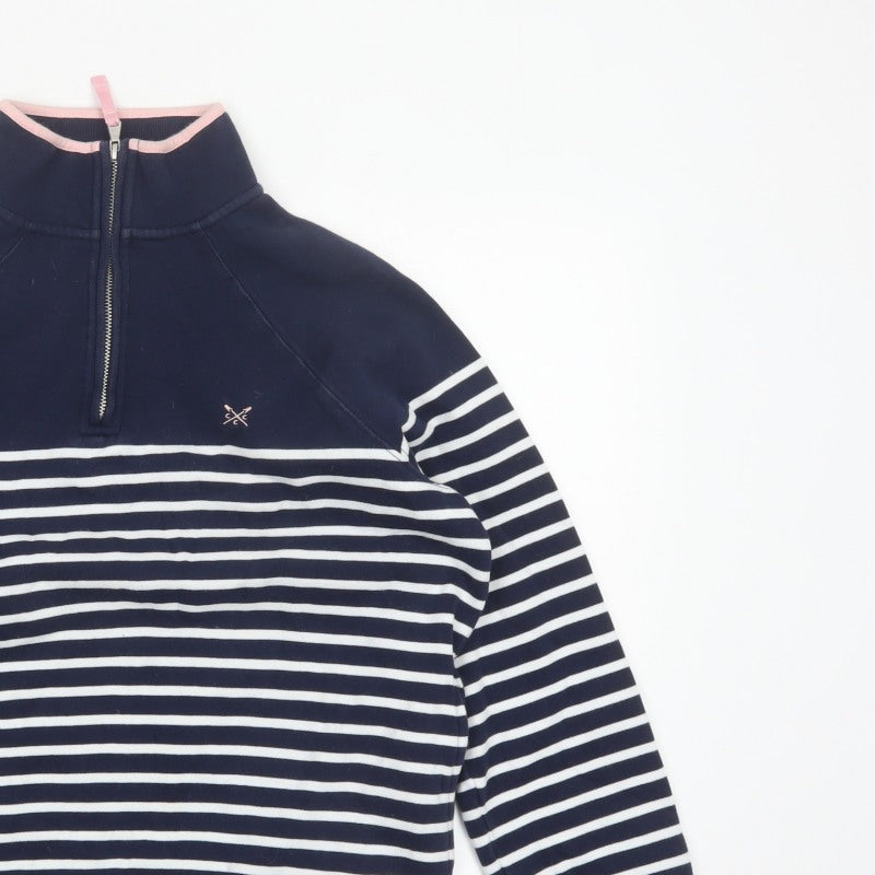 Crew Clothing Company Women’s Blue Striped 1/4 Zip Sweatshirt Size 14