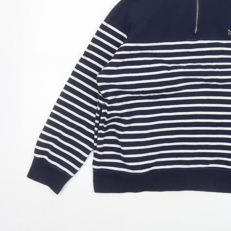 Crew Clothing Company Women’s Blue Striped 1/4 Zip Sweatshirt Size 14