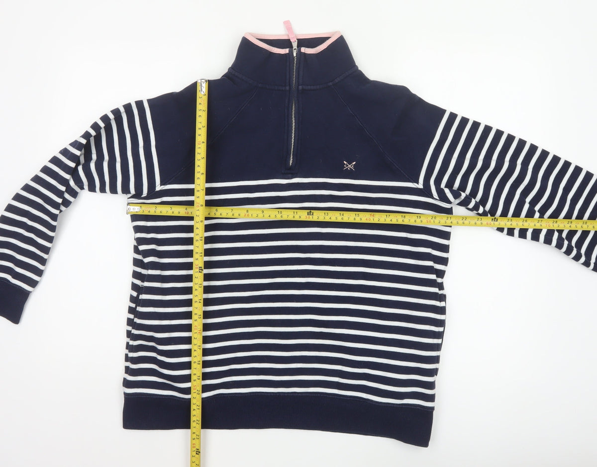 Crew Clothing Company Women’s Blue Striped 1/4 Zip Sweatshirt Size 14
