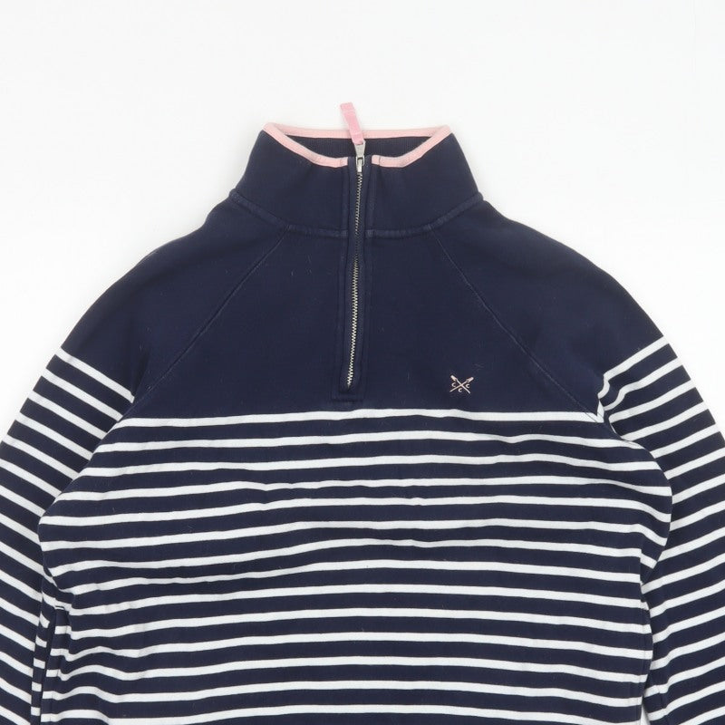 Crew Clothing Company Women’s Blue Striped 1/4 Zip Sweatshirt Size 14