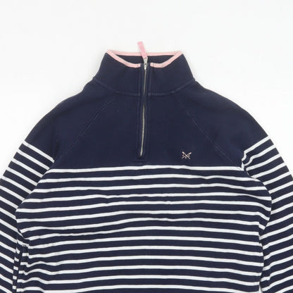 Crew Clothing Company Women’s Blue Striped 1/4 Zip Sweatshirt Size 14