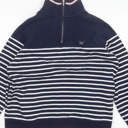 Crew Clothing Company Women’s Blue Striped 1/4 Zip Sweatshirt Size 14
