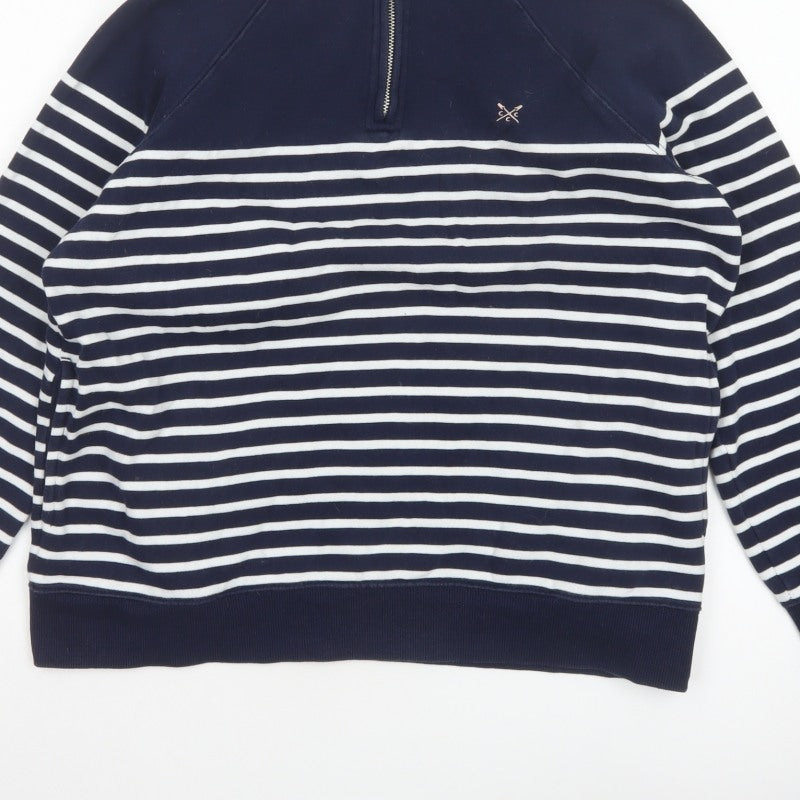 Crew Clothing Company Women’s Blue Striped 1/4 Zip Sweatshirt Size 14