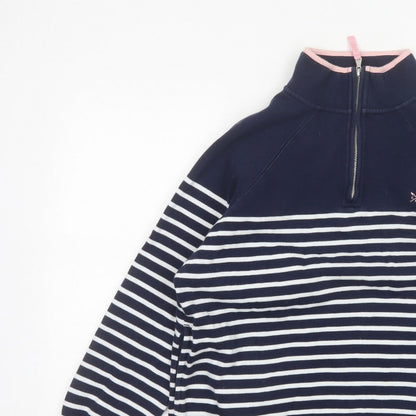 Crew Clothing Company Women’s Blue Striped 1/4 Zip Sweatshirt Size 14