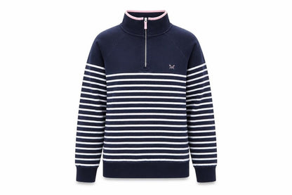 Crew Clothing Company Women’s Blue Striped 1/4 Zip Sweatshirt Size 14