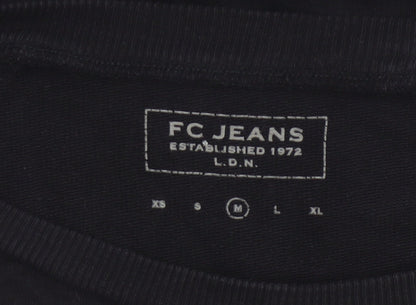 FC Jeans Women’s Black M Sequin Lizard Crew Neck Cotton Sweatshirt