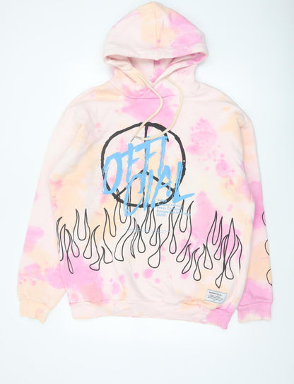 MAN Mens Multicoloured L Oversized Graphic Print Pullover Hoodie