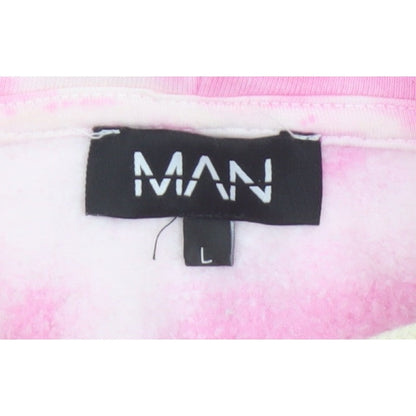 MAN Mens Multicoloured L Oversized Graphic Print Pullover Hoodie