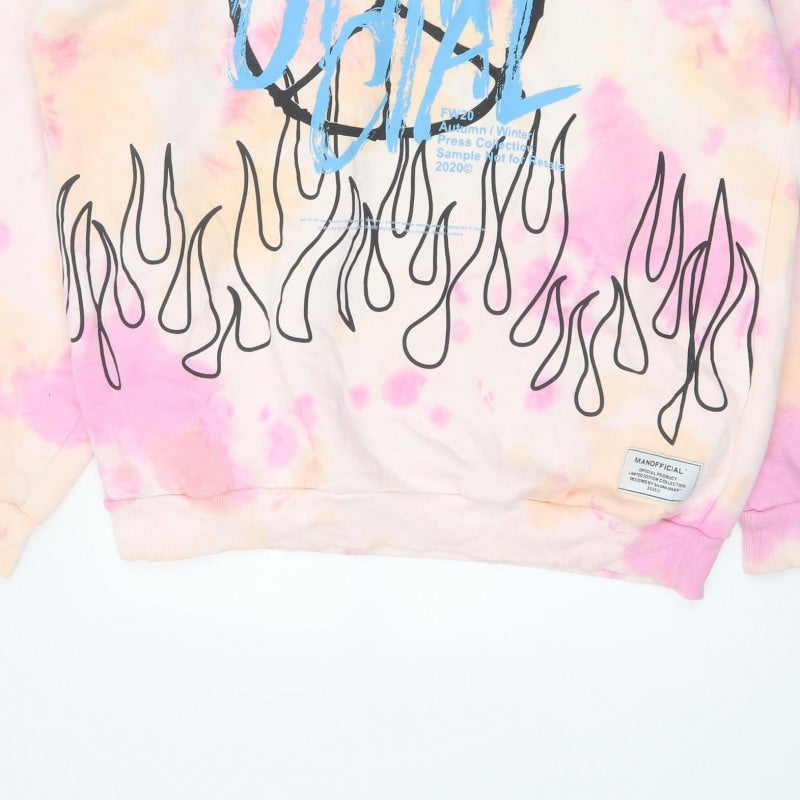 MAN Mens Multicoloured L Oversized Graphic Print Pullover Hoodie