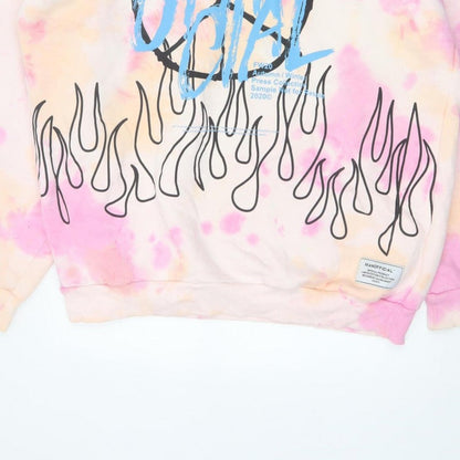 MAN Mens Multicoloured L Oversized Graphic Print Pullover Hoodie