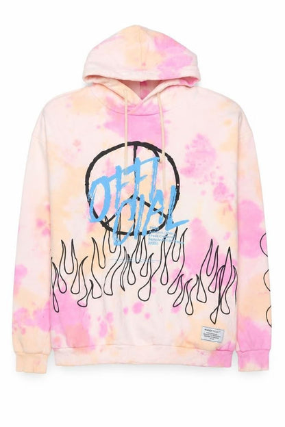 MAN Mens Multicoloured L Oversized Graphic Print Pullover Hoodie