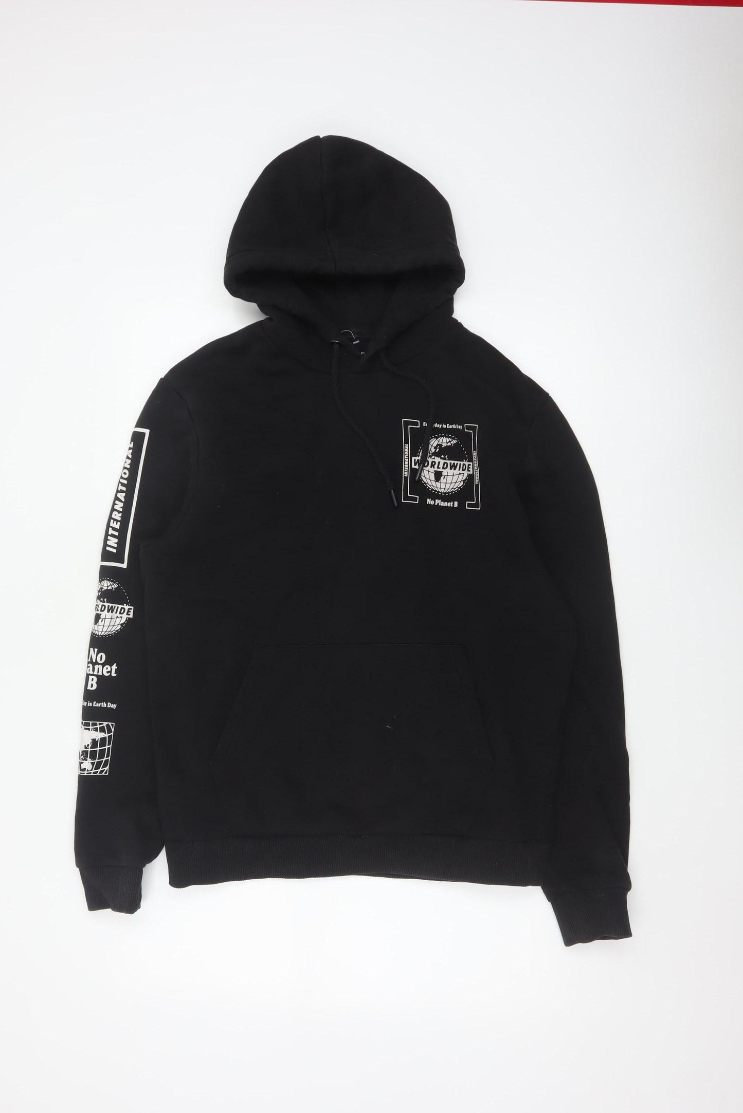 Next Men’s Black S Pullover Hoodie Worldwide Graphic Print