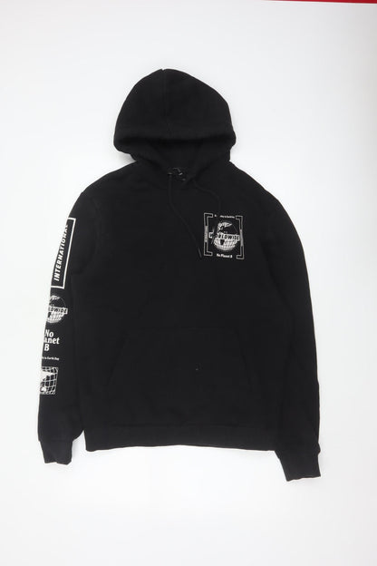 Next Men’s Black S Pullover Hoodie Worldwide Graphic Print