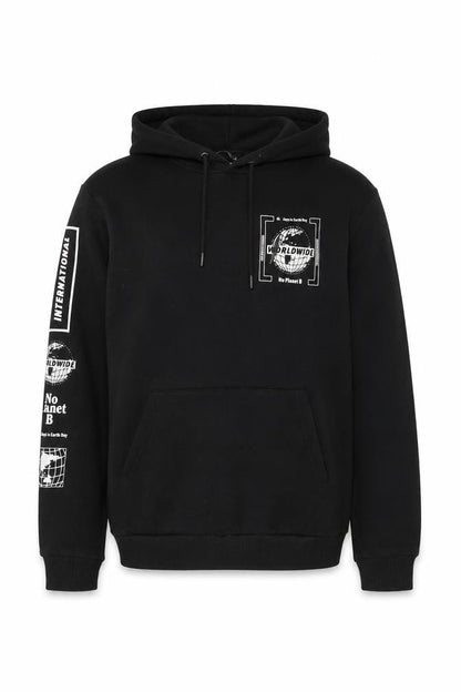 Next Men’s Black S Pullover Hoodie Worldwide Graphic Print