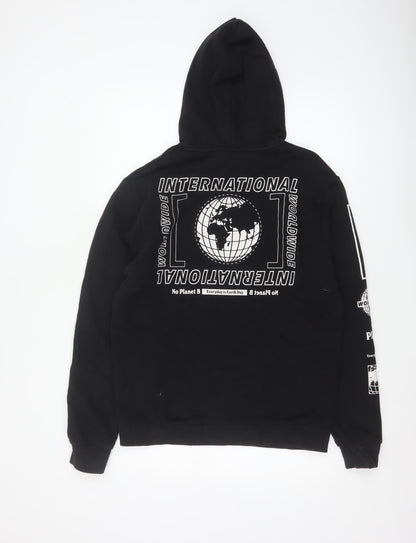 Next Men’s Black S Pullover Hoodie Worldwide Graphic Print