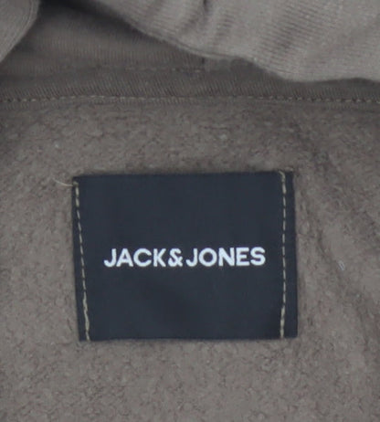 Jack & Jones Men’s Brown S Pullover Hoodie Logo Graphic Fleece