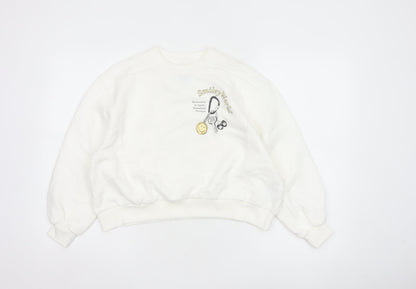Smiley World Girls White 10-11 Years Pullover Graphic Sweatshirt