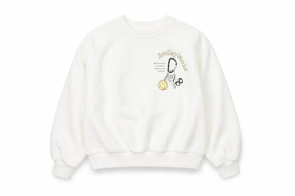 Front view of Smiley World girls’ white 10-11 years pullover graphic sweatshirt