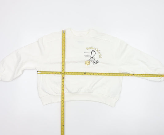 Smiley World Girls White 10-11 Years Pullover Graphic Sweatshirt