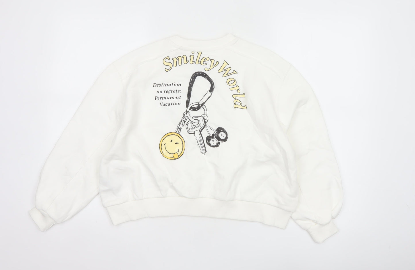 Smiley World Girls White 10-11 Years Pullover Graphic Sweatshirt