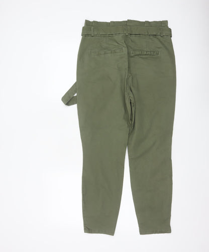 Vero Moda Women's Green M Paperbag Tapered Belted Trousers