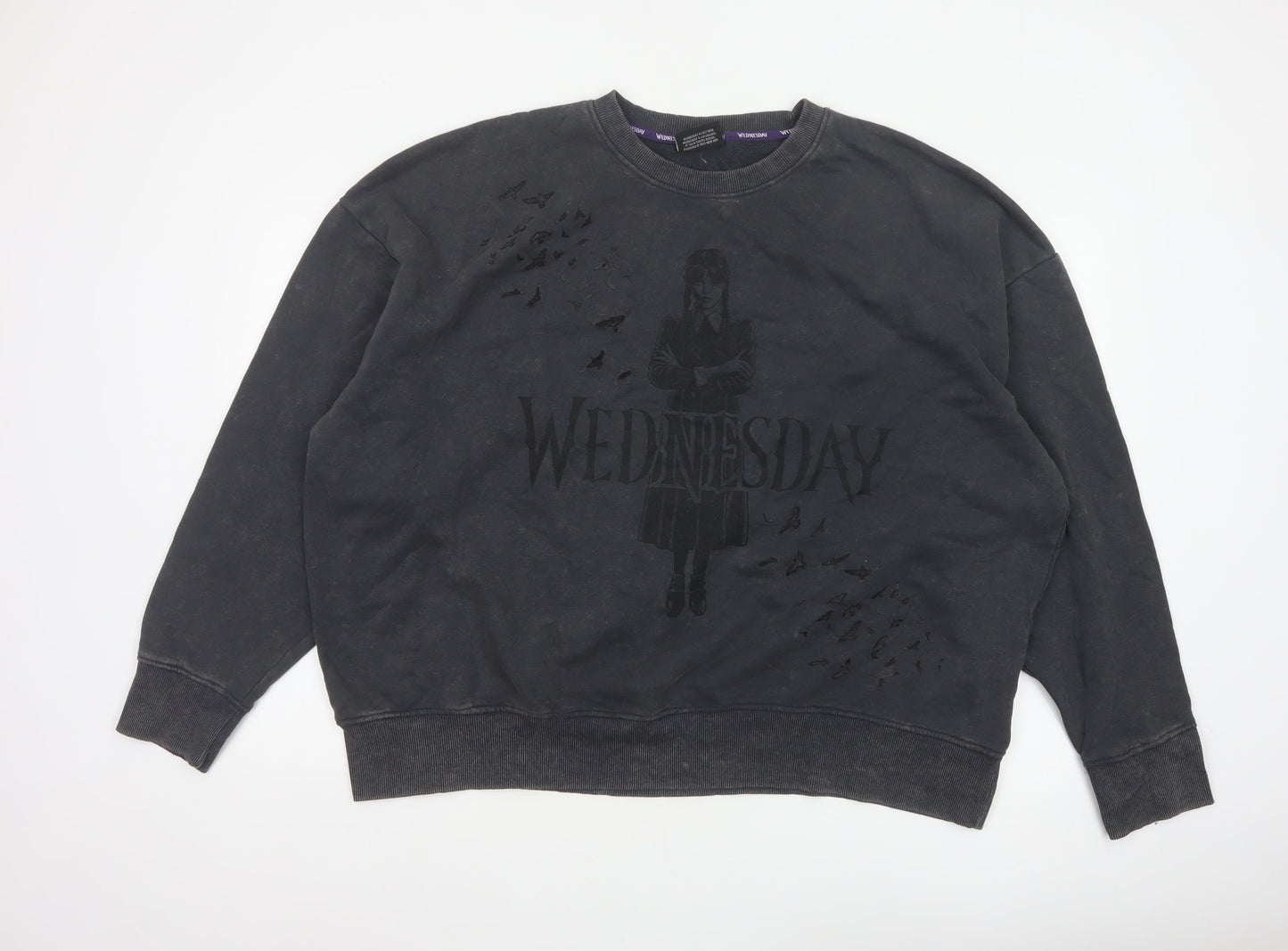 Wednesday x Primark Women’s Black L Oversized Graphic Crew Sweatshirt