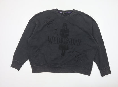 Wednesday x Primark Women’s Black L Oversized Graphic Crew Sweatshirt