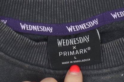 Wednesday x Primark Women’s Black L Oversized Graphic Crew Sweatshirt