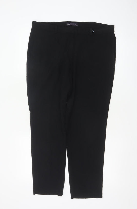 Marks & Spencer Women Black UK 14 Straight Tailored Work Trousers