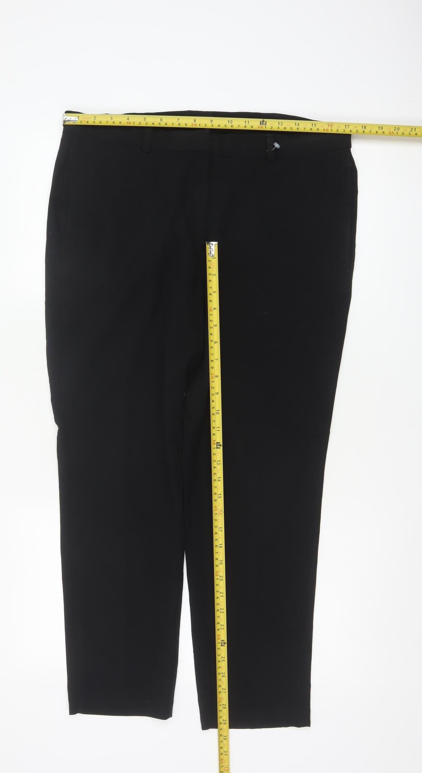 Marks & Spencer Women Black UK 14 Straight Tailored Work Trousers