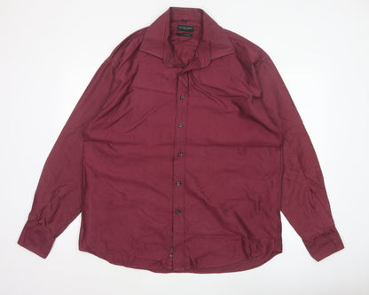 Racing Green Men’s Red 18/46 Long Sleeve Cotton Button-Up Shirt