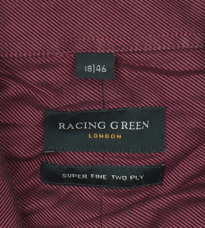 Racing Green Men’s Red 18/46 Long Sleeve Cotton Button-Up Shirt