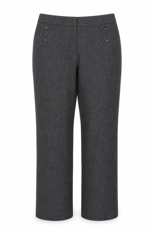 M&Co Women’s Grey Size 16 Herringbone Tailored Straight Trousers