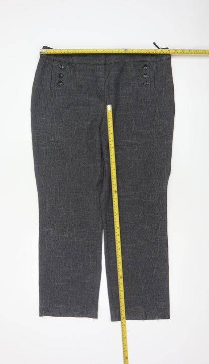 M&Co Women’s Grey Size 16 Herringbone Tailored Straight Trousers