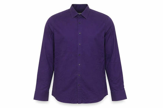 Front view of Pink Men’s Purple 15.5 Slim Fit Check Cotton Button-Up Shirt