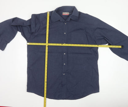 Marks & Spencer Men Blue 17in Easy Care Long Sleeve Button-Up Shirt