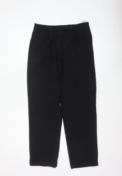 Marks & Spencer Women Black UK 14 Wool Blend Tapered Dress Trousers