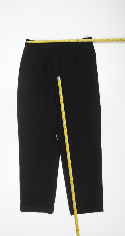 Marks & Spencer Women Black UK 14 Wool Blend Tapered Dress Trousers