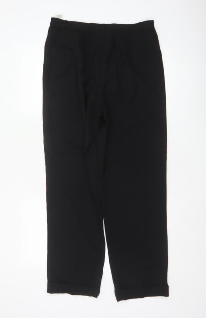 Marks & Spencer Women Black UK 14 Wool Blend Tapered Dress Trousers