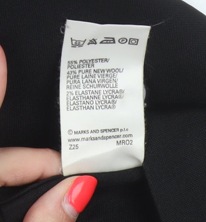 Marks & Spencer Women Black UK 14 Wool Blend Tapered Dress Trousers
