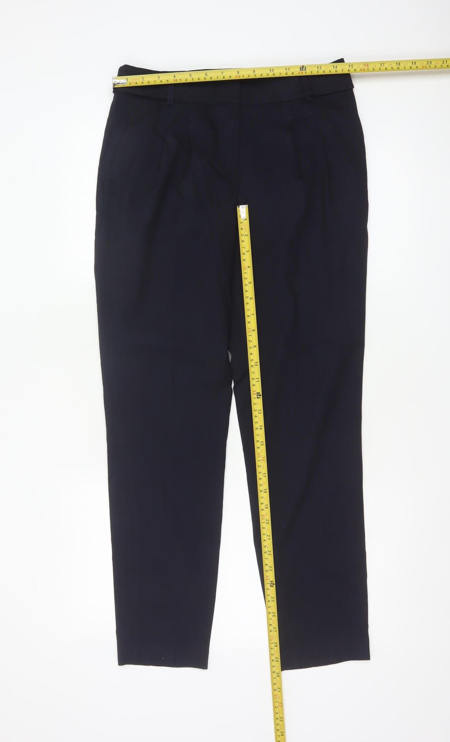 Next Women Black UK 8 Tall Tapered Work Dress Trousers Pockets