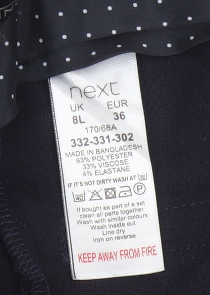 Next Women Black UK 8 Tall Tapered Work Dress Trousers Pockets