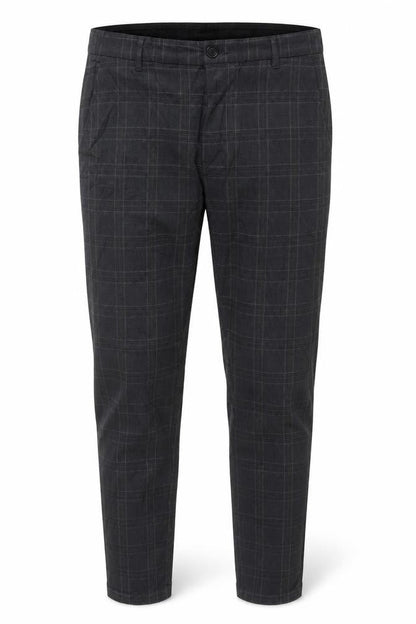 Threadbare Luxe Men’s Grey Check Slim Tapered Chino Trousers UK 38