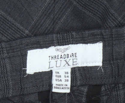 Threadbare Luxe Men’s Grey Check Slim Tapered Chino Trousers UK 38