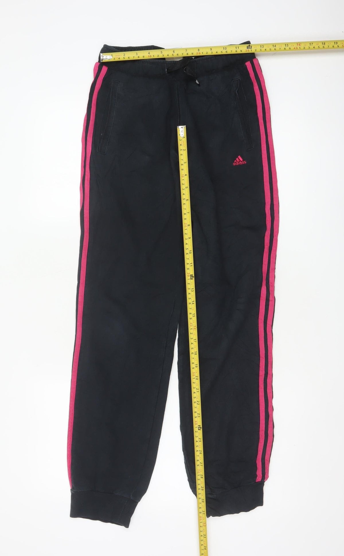 Adidas Girls Black Pink Stripe Jogger Trousers 13-14 Years