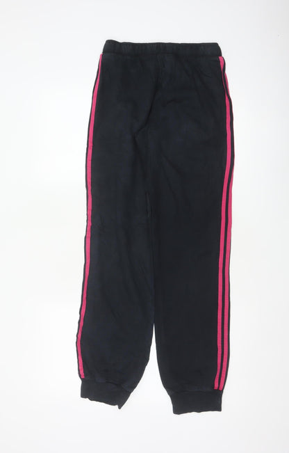 Adidas Girls Black Pink Stripe Jogger Trousers 13-14 Years