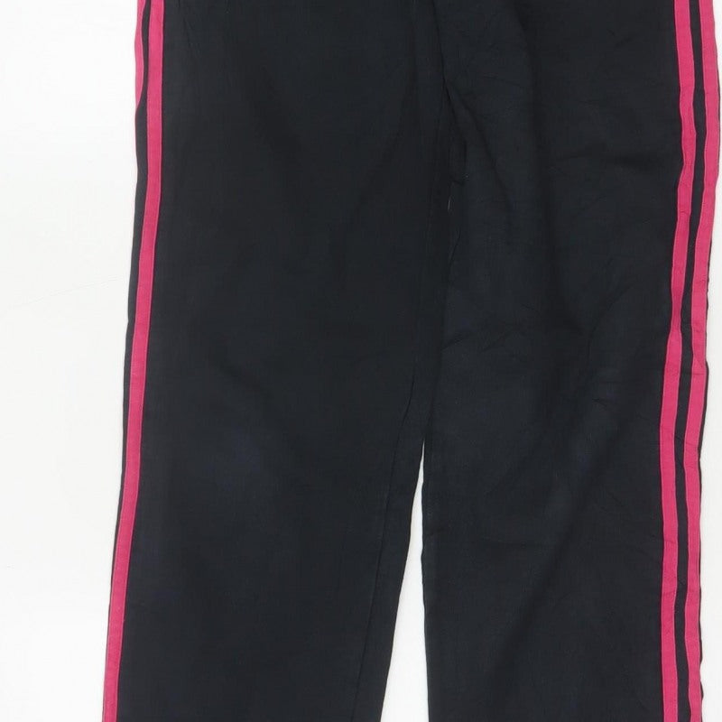 Adidas Girls Black Pink Stripe Jogger Trousers 13-14 Years