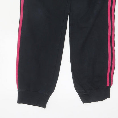 Adidas Girls Black Pink Stripe Jogger Trousers 13-14 Years
