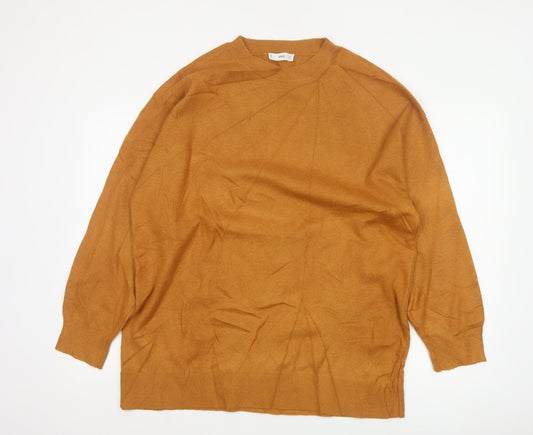 Mango Women’s Orange M Relaxed Raglan Crew Neck Knit Jumper